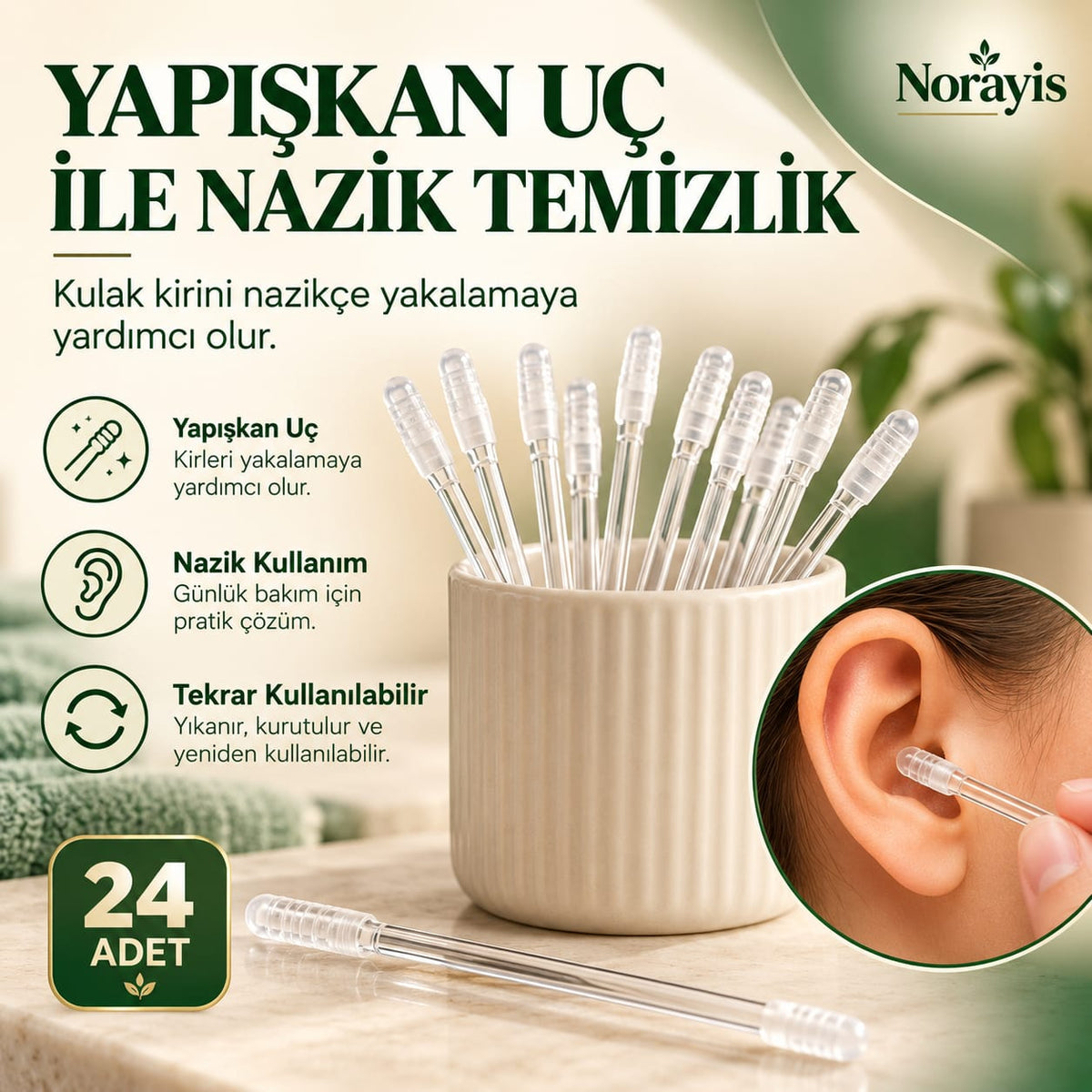 NORAYİS Yapışkan Uçlu Kulak Temizleyici
